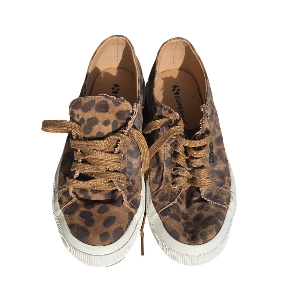 Superga 2750 Leopard Print Leather Sneakers Brown Animal Low Top EU 39 USW 8